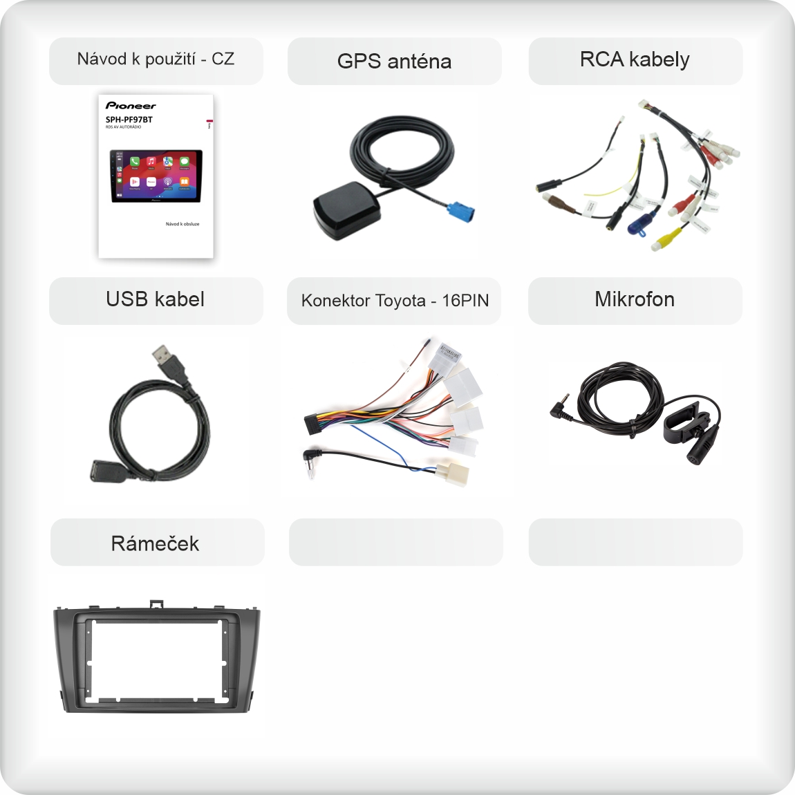 CZ příslušenství pro autorádio Pioneer SPH - PF97BT pro Toyota Avensis T270 carplay a android auto evtech_cz
